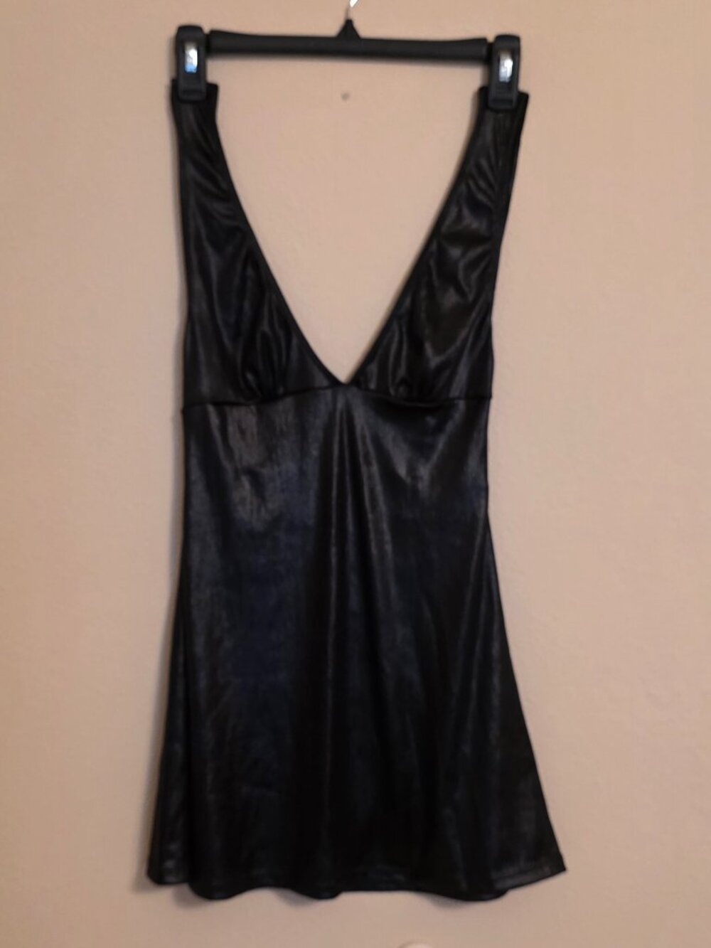 Leg Avenue Black Shiny Halter Mini Dress One Size